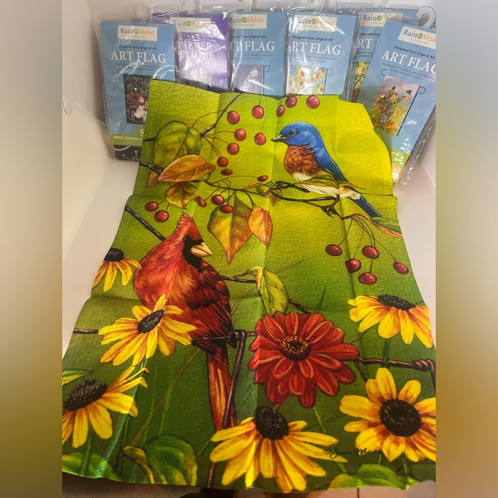 Rain or Shine Outdoor Small Garden Art Flags Bundle of 9
